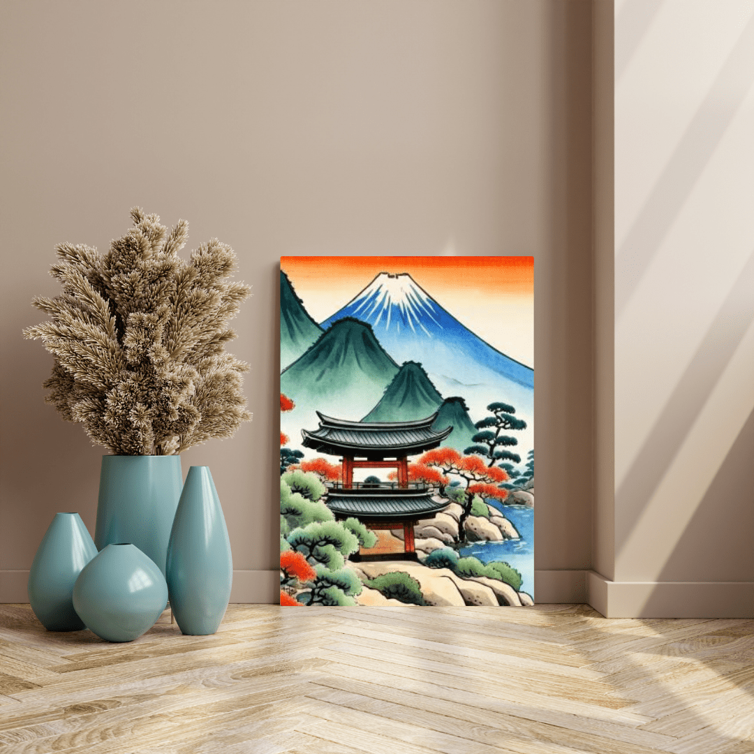 Sunset In The Mountains - Japanese Wall Art - Aestheticanvas