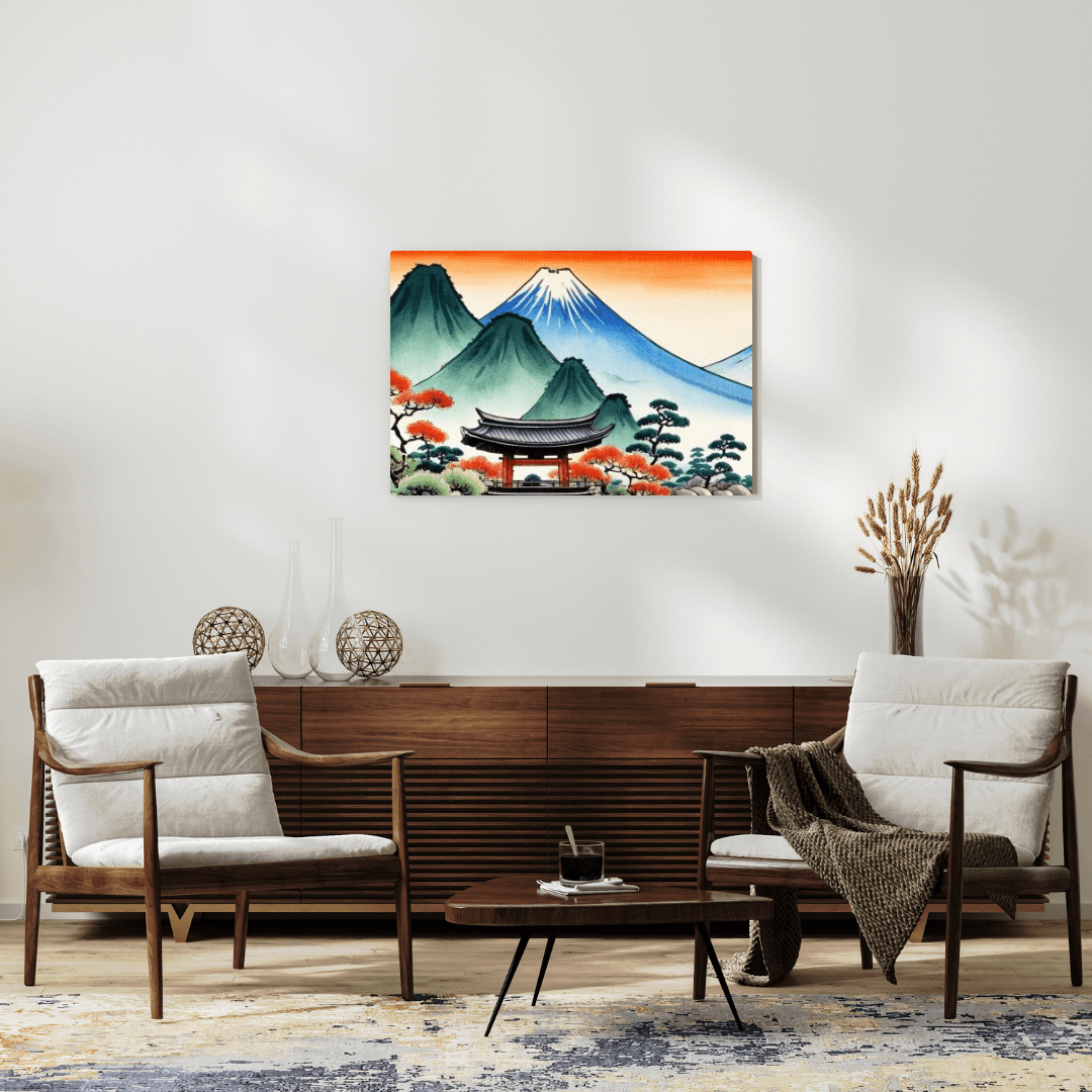 Sunset In The Mountains - Japanese Wall Art - Aestheticanvas