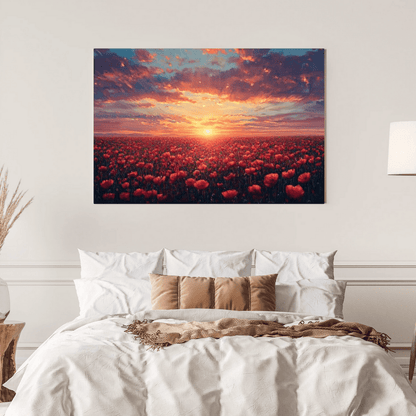 Sunset Over Poppy Field - Floral Wall Art - Aestheticanvas