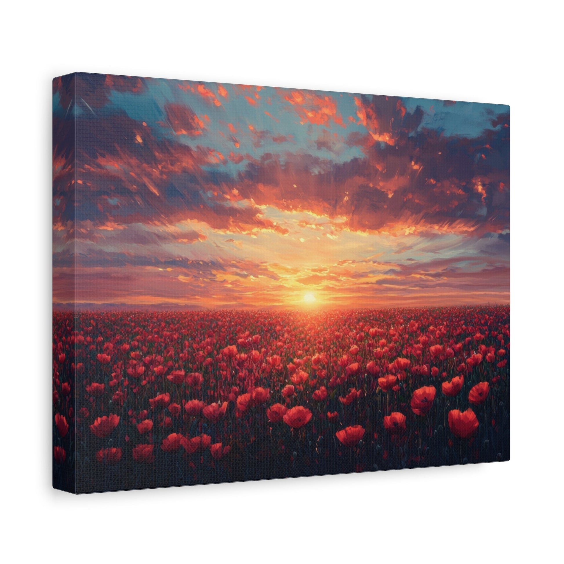 Sunset Over Poppy Field - Floral Wall Art - Aestheticanvas