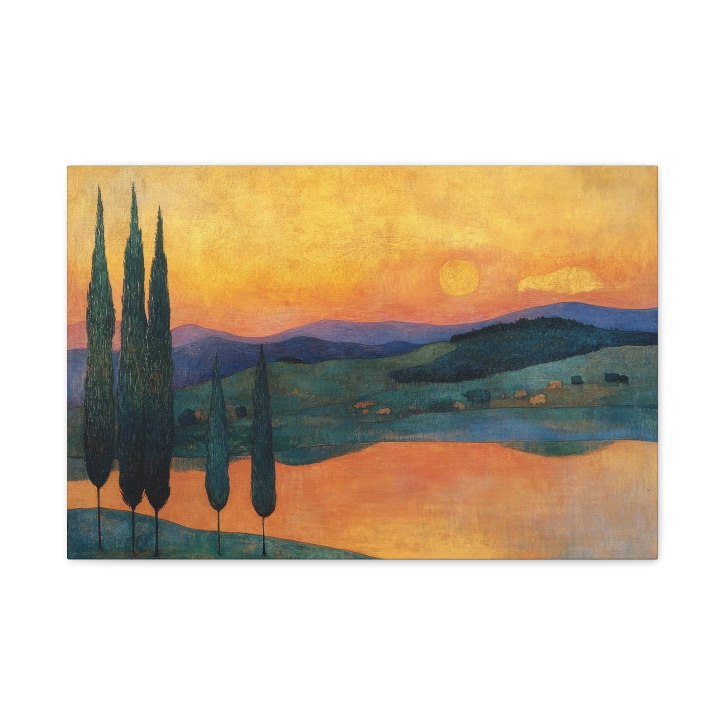 Sunset Over Rolling Hills - Landscape Wall Art - Aestheticanvas