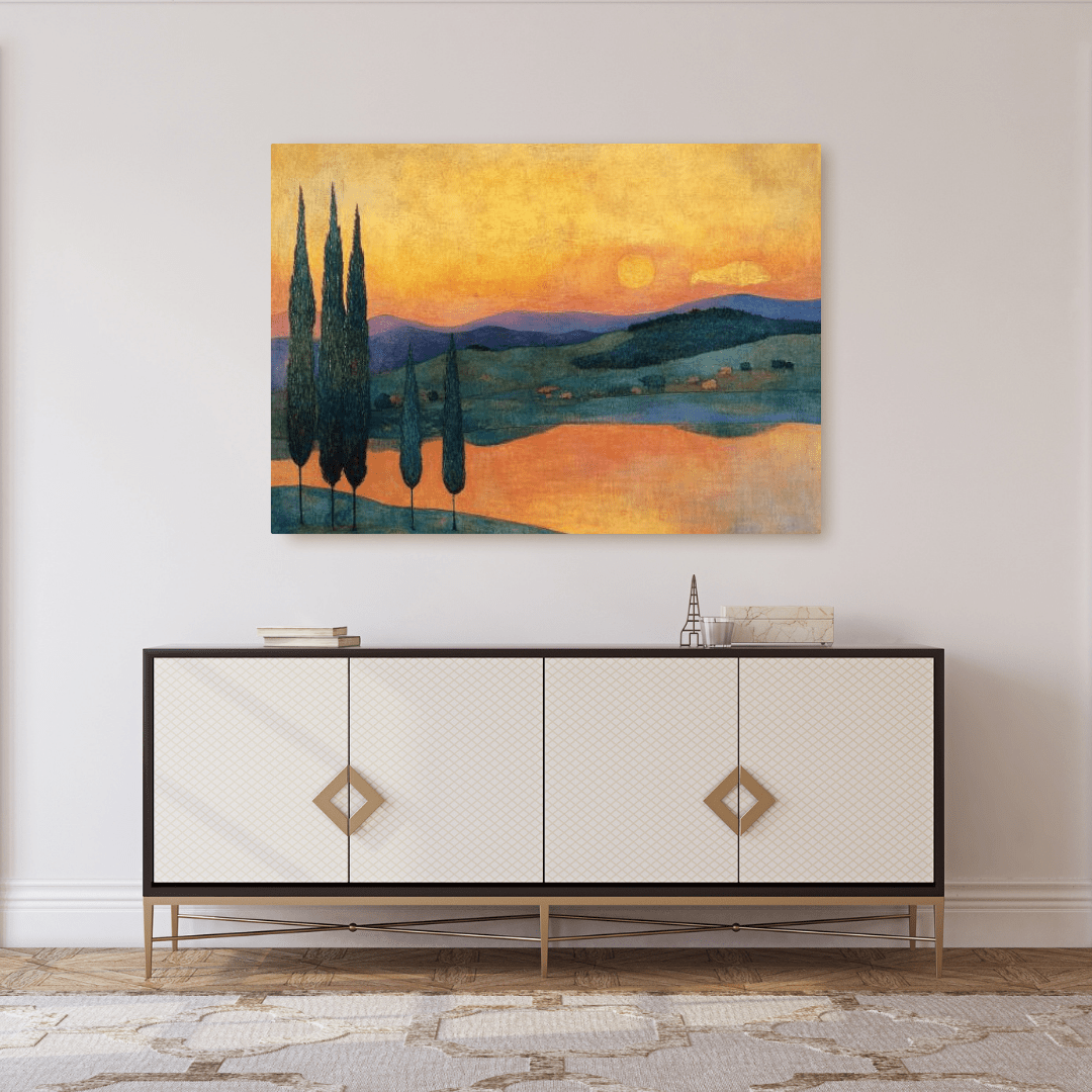 Sunset Over Rolling Hills - Landscape Wall Art - Aestheticanvas