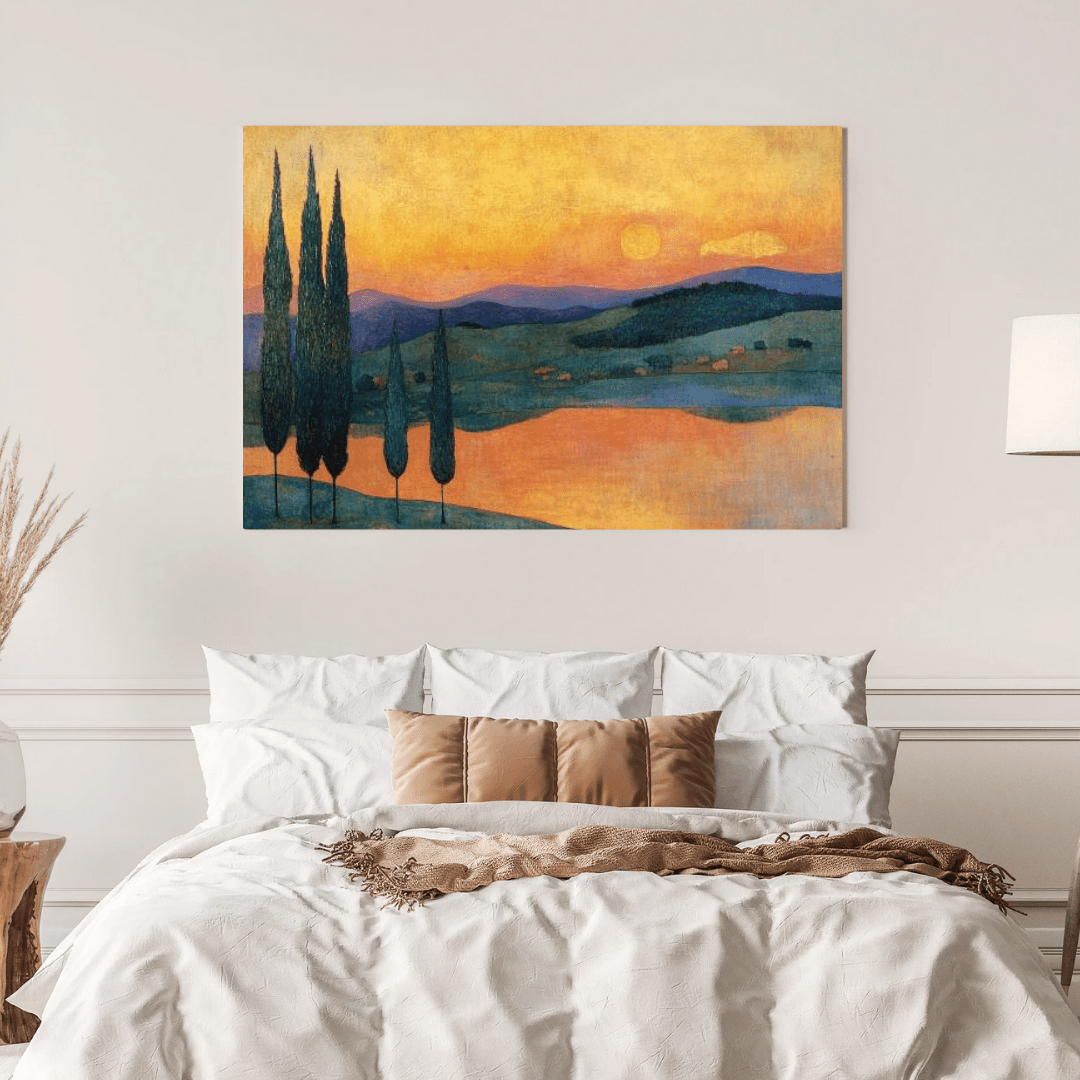 Sunset Over Rolling Hills - Landscape Wall Art - Aestheticanvas