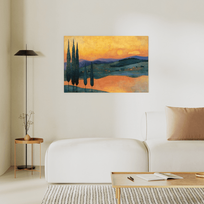 Sunset Over Rolling Hills - Landscape Wall Art - Aestheticanvas