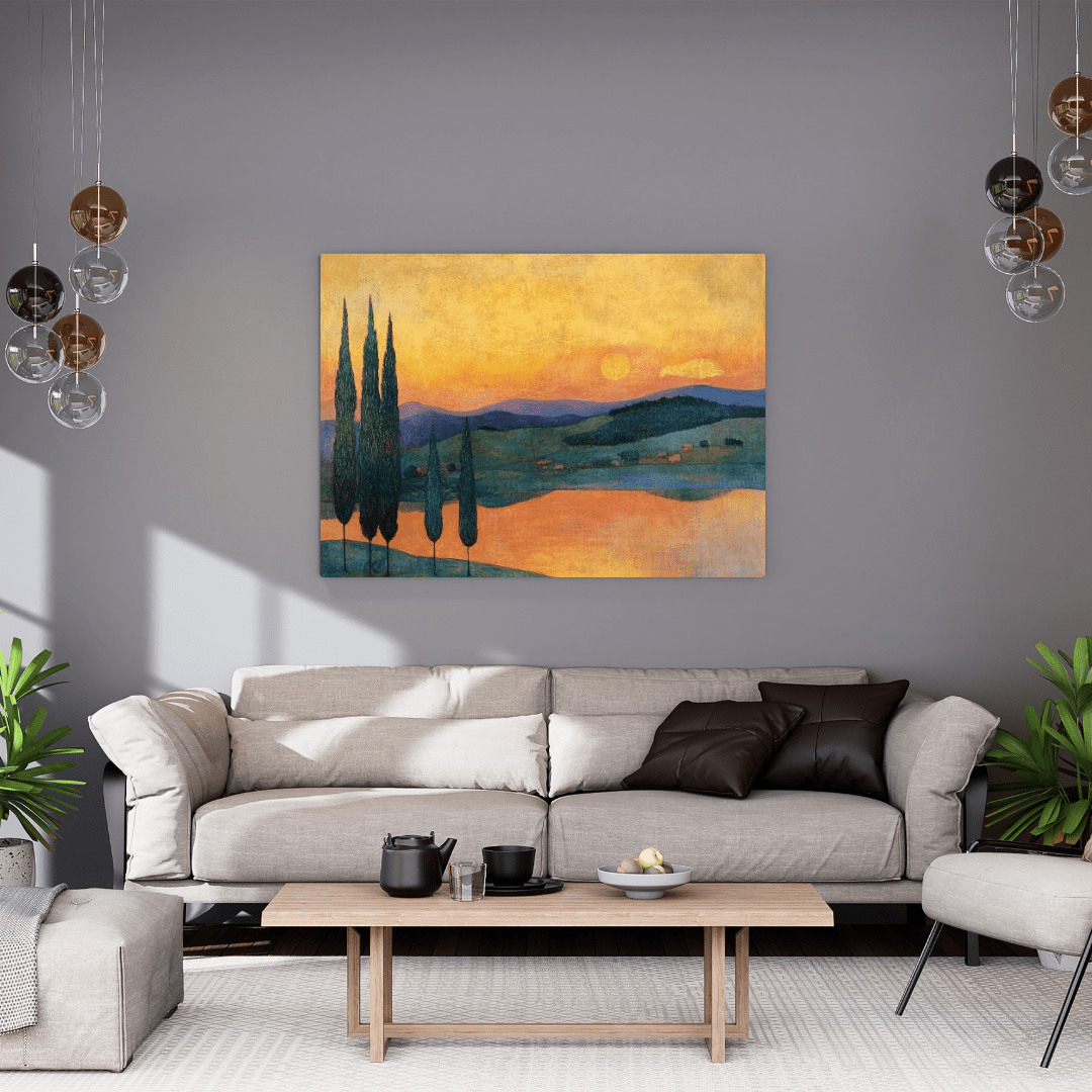 Sunset Over Rolling Hills - Landscape Wall Art - Aestheticanvas