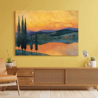 Sunset Over Rolling Hills - Landscape Wall Art - Aestheticanvas