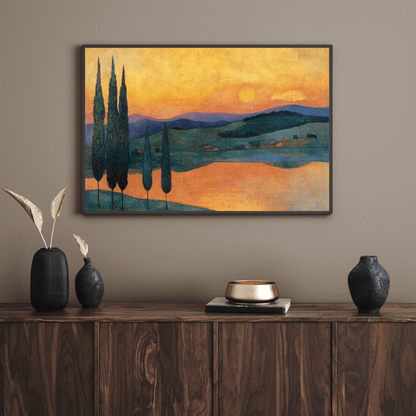 Sunset Over Rolling Hills - Landscape Wall Art - Aestheticanvas