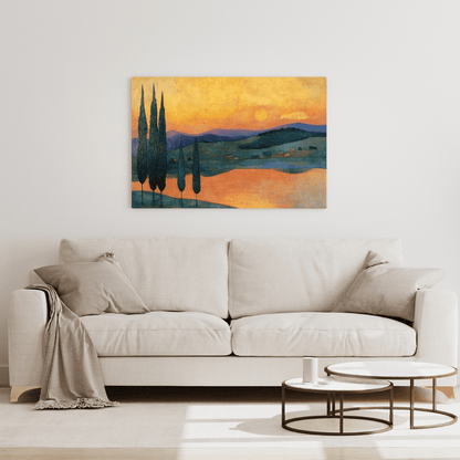 Sunset Over Rolling Hills - Landscape Wall Art - Aestheticanvas