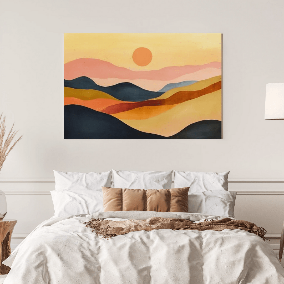 Sunset Over Rolling Hills - Minimalist Wall Art - Aestheticanvas