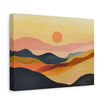 Sunset Over Rolling Hills - Minimalist Wall Art - Aestheticanvas