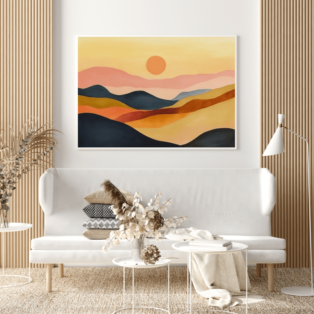 Sunset Over Rolling Hills - Minimalist Wall Art - Aestheticanvas