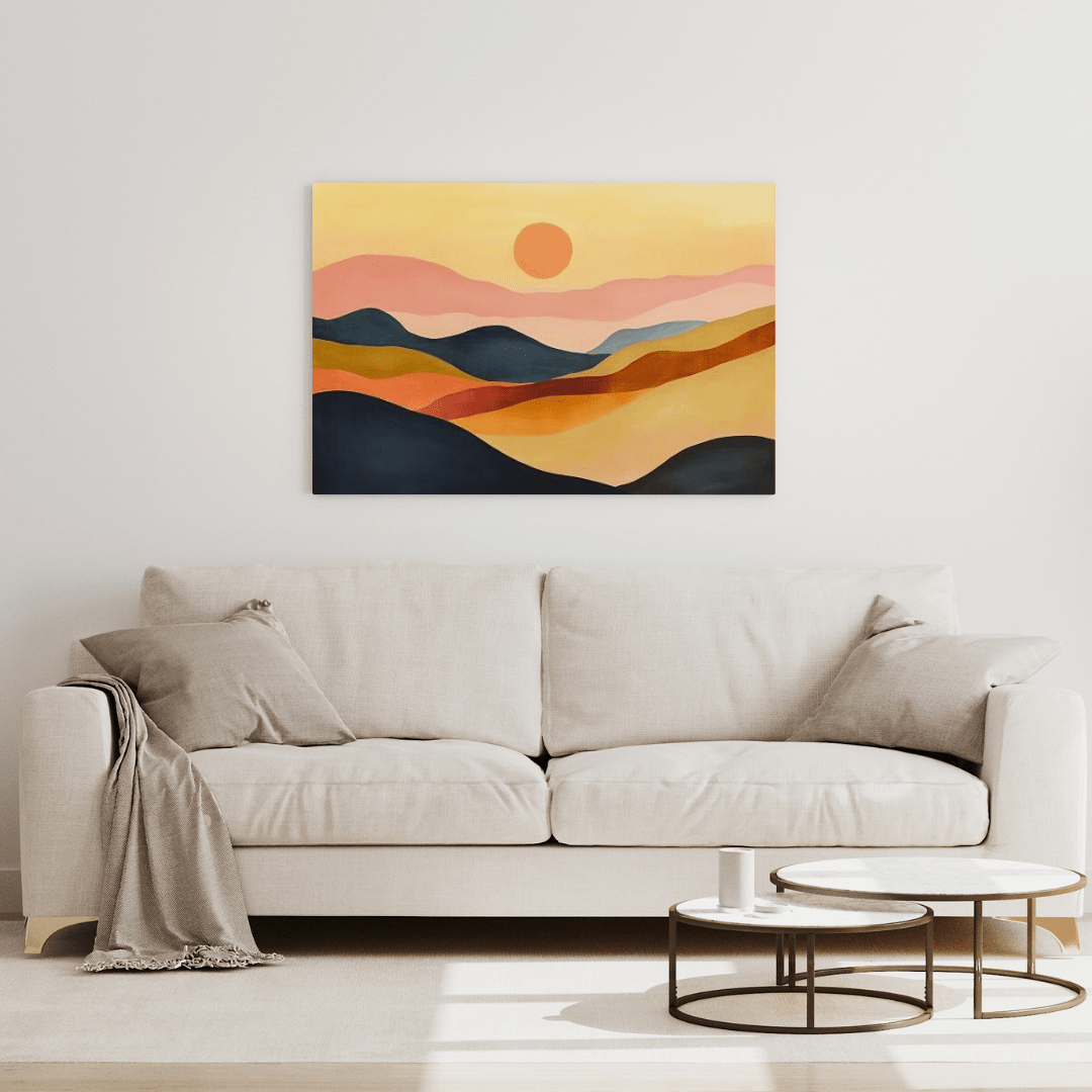 Sunset Over Rolling Hills - Minimalist Wall Art - Aestheticanvas