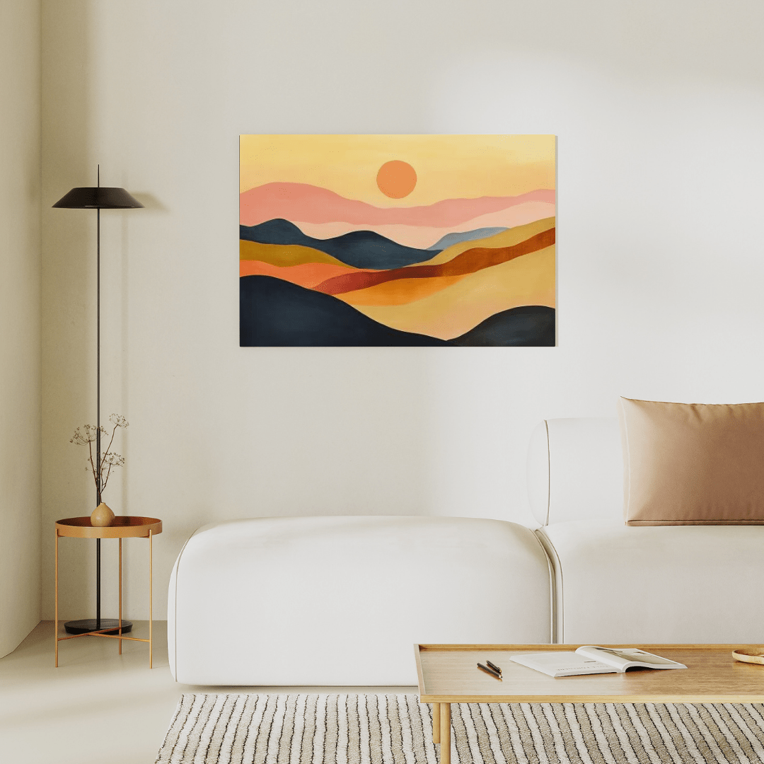 Sunset Over Rolling Hills - Minimalist Wall Art - Aestheticanvas