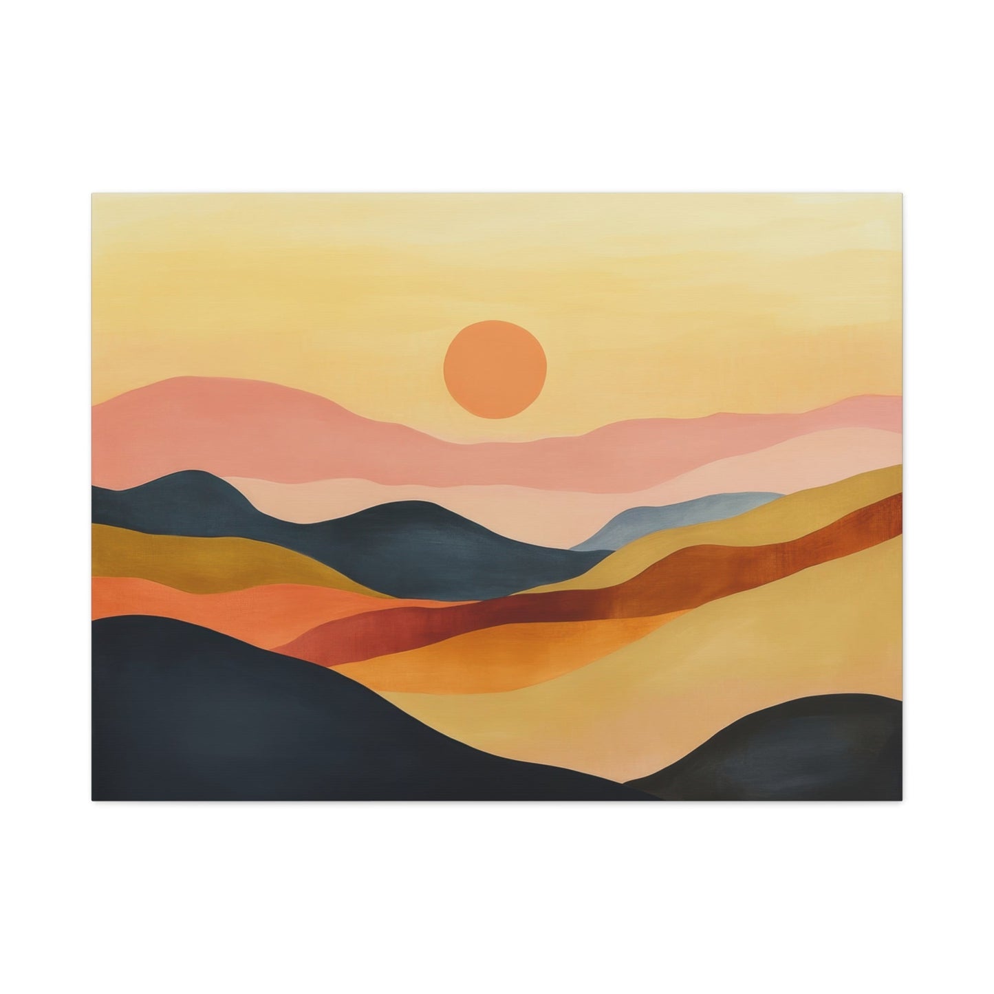 Sunset Over Rolling Hills - Minimalist Wall Art - Aestheticanvas