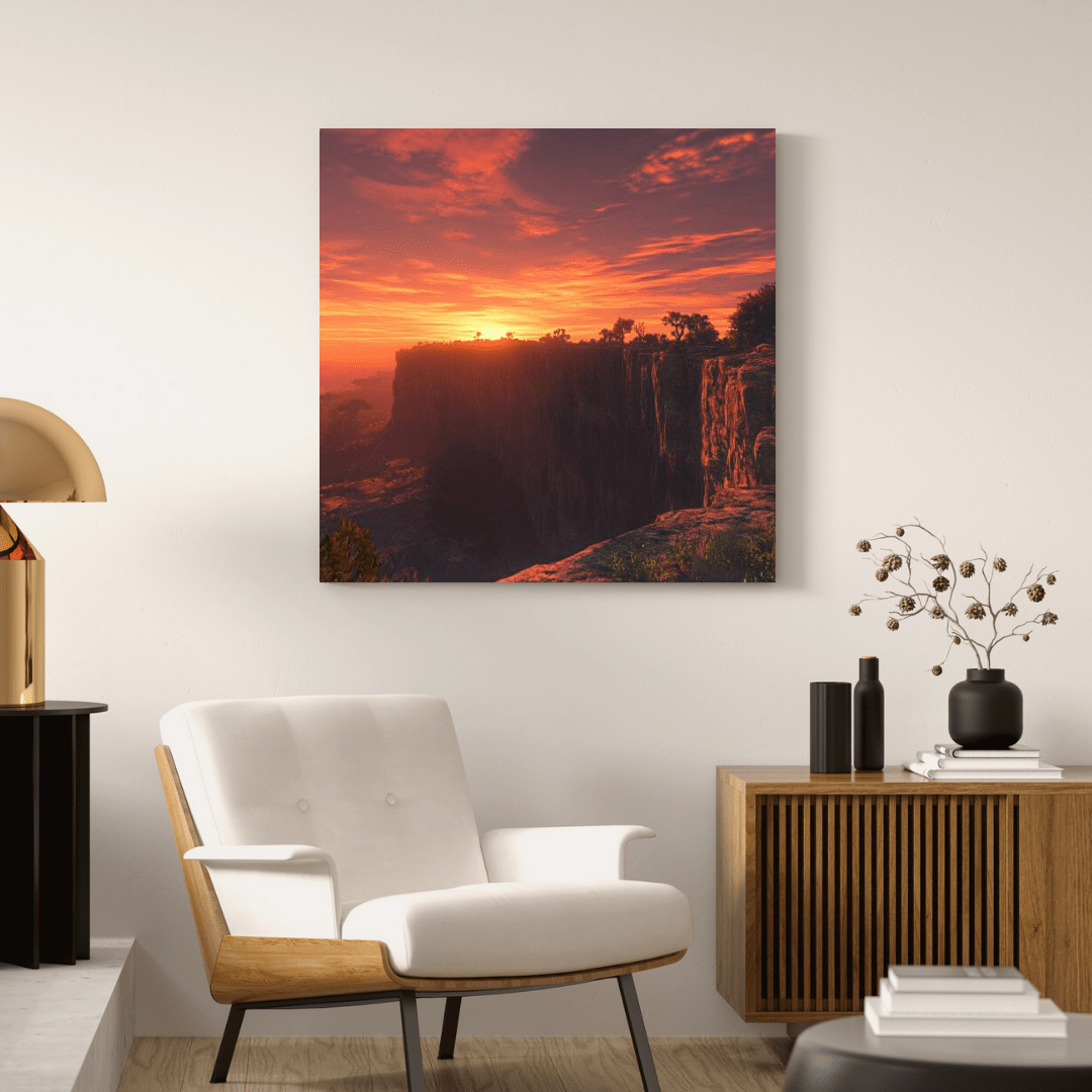 Sunset Over Rugged Cliffs - Landscape Wall Art - Aestheticanvas