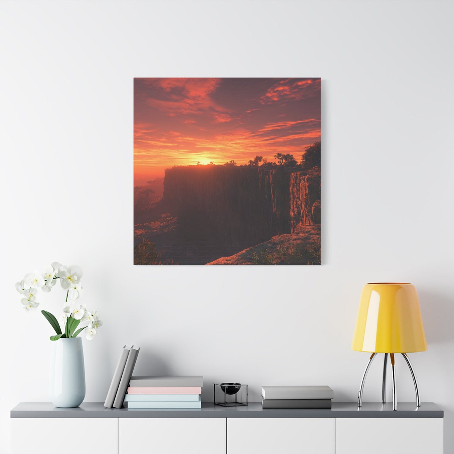 Sunset Over Rugged Cliffs - Landscape Wall Art - Aestheticanvas