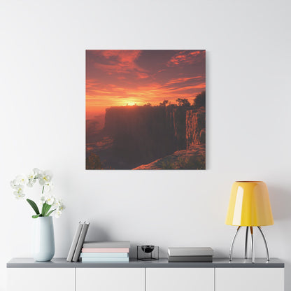 Sunset Over Rugged Cliffs - Landscape Wall Art - Aestheticanvas