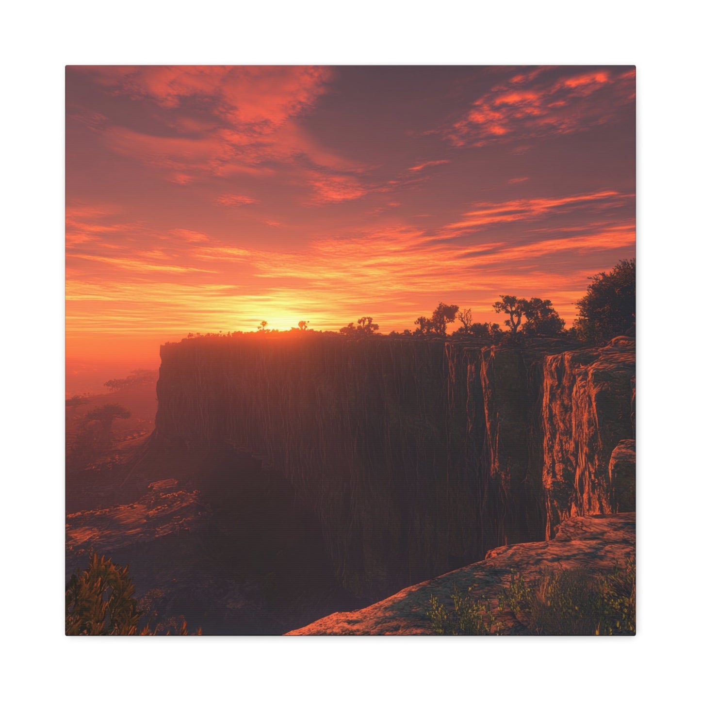 Sunset Over Rugged Cliffs - Landscape Wall Art - Aestheticanvas