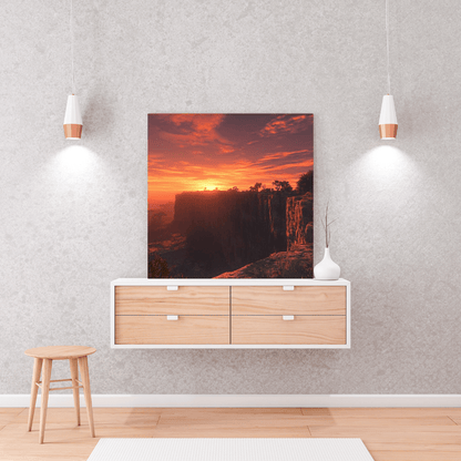 Sunset Over Rugged Cliffs - Landscape Wall Art - Aestheticanvas