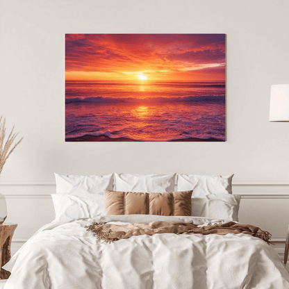 Sunset Serenity Over Calm Ocean - Art Wall Art - Aestheticanvas