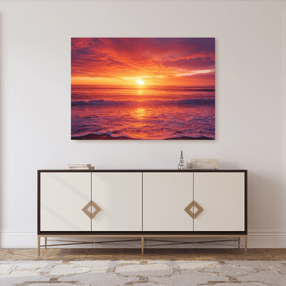 Sunset Serenity Over Calm Ocean - Art Wall Art - Aestheticanvas