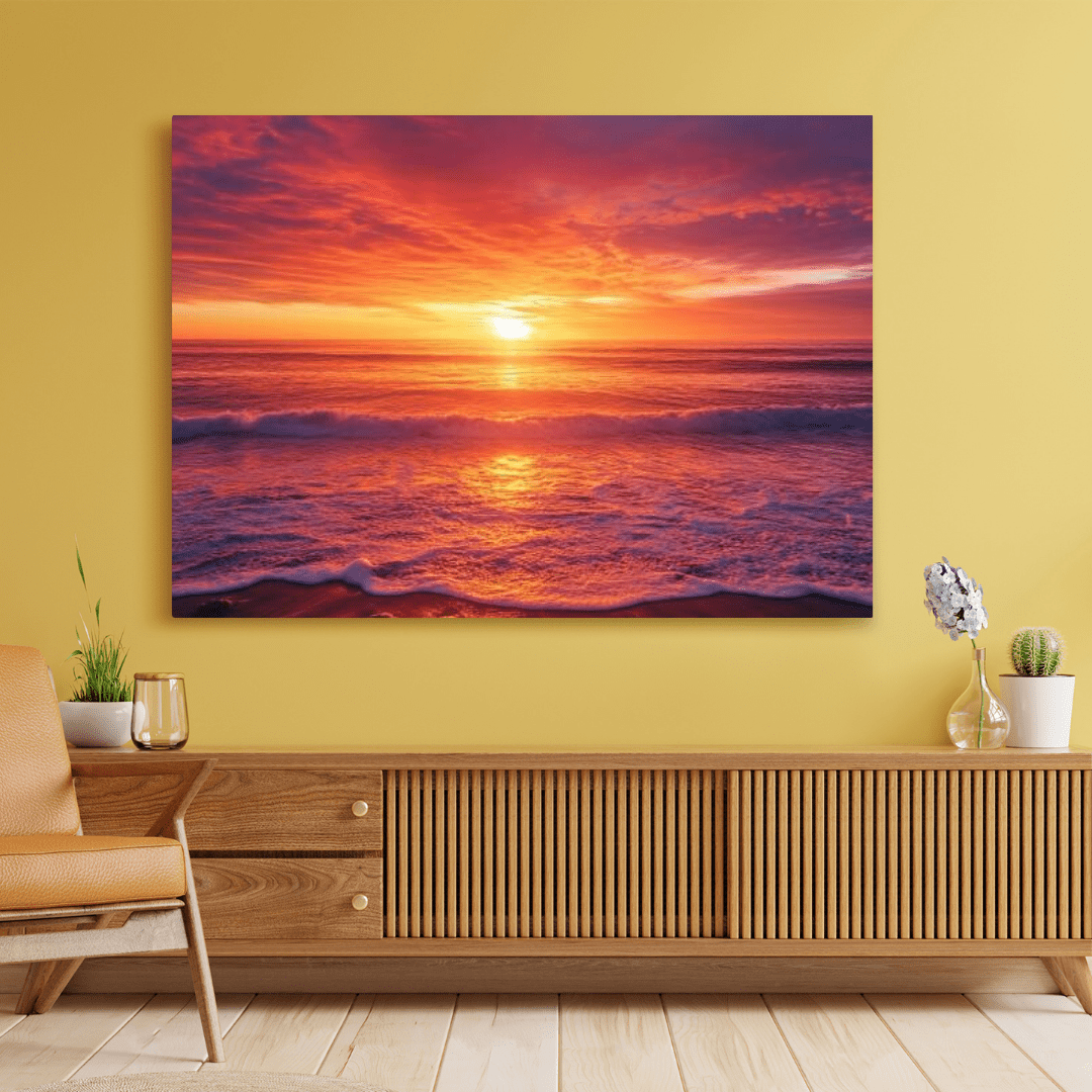 Sunset Serenity Over Calm Ocean - Art Wall Art - Aestheticanvas