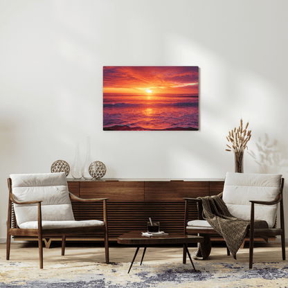 Sunset Serenity Over Calm Ocean - Art Wall Art - Aestheticanvas