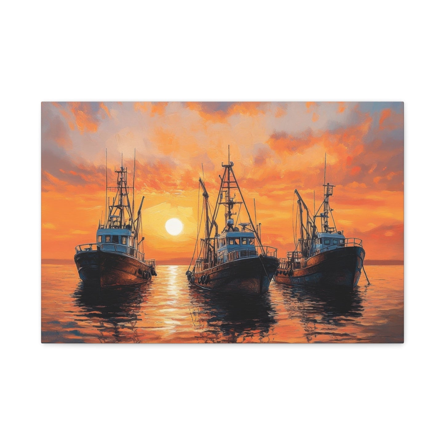 Sunset Serenity with Boats - Seascape Wall Art - Aestheticanvas