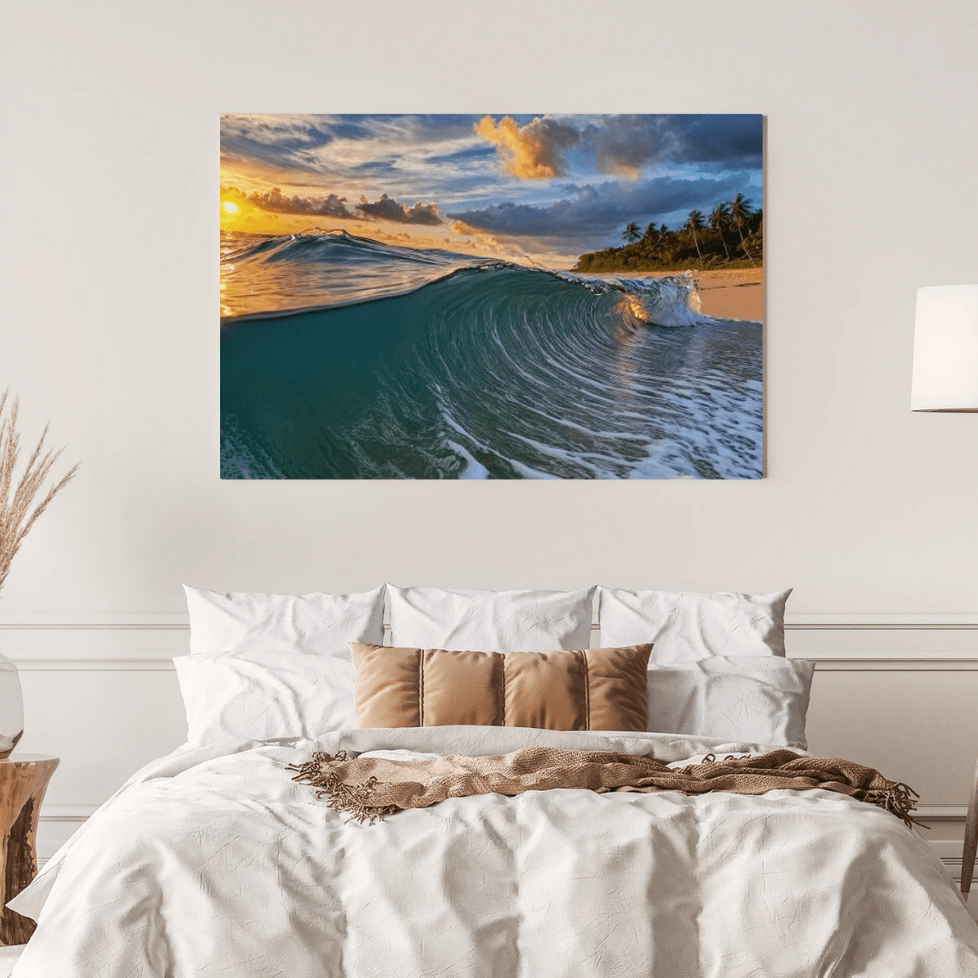 Sunset & Waves - Beach Wall Art - Aestheticanvas