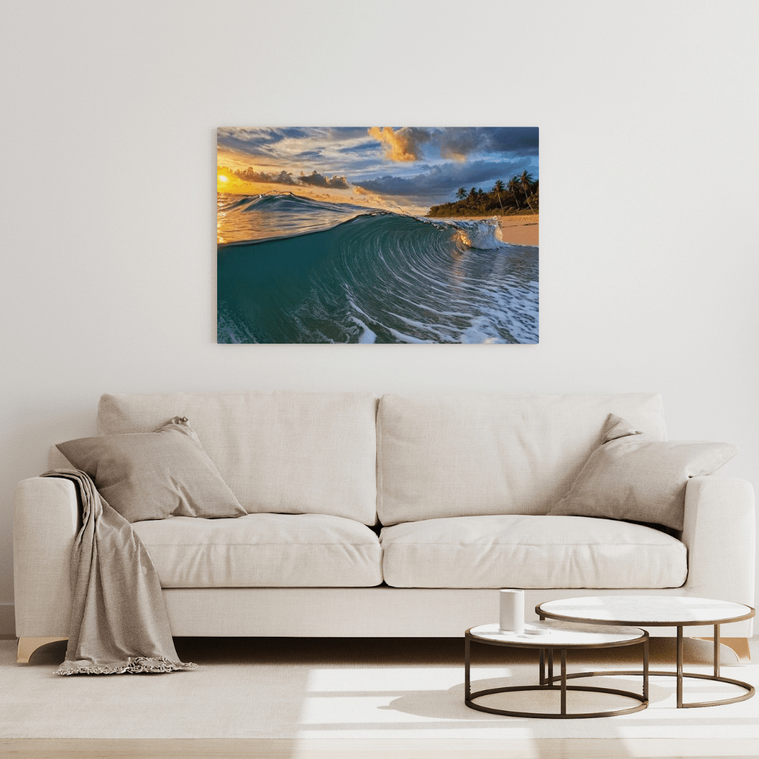 Sunset & Waves - Beach Wall Art - Aestheticanvas