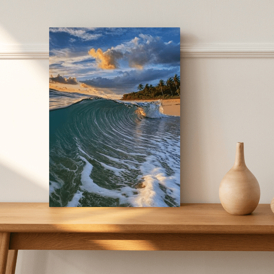 Sunset & Waves - Beach Wall Art - Aestheticanvas