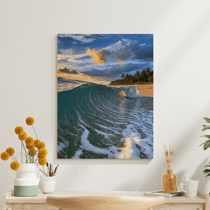 Sunset & Waves - Beach Wall Art - Aestheticanvas