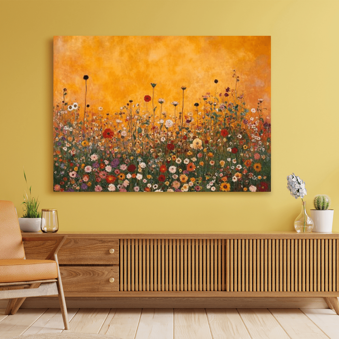 Sunset Wildflower Symphony - Floral Wall Art - Aestheticanvas