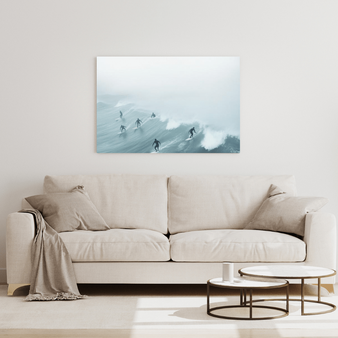 Surfers Riding Epic Waves - Surf Wall Art - Aestheticanvas