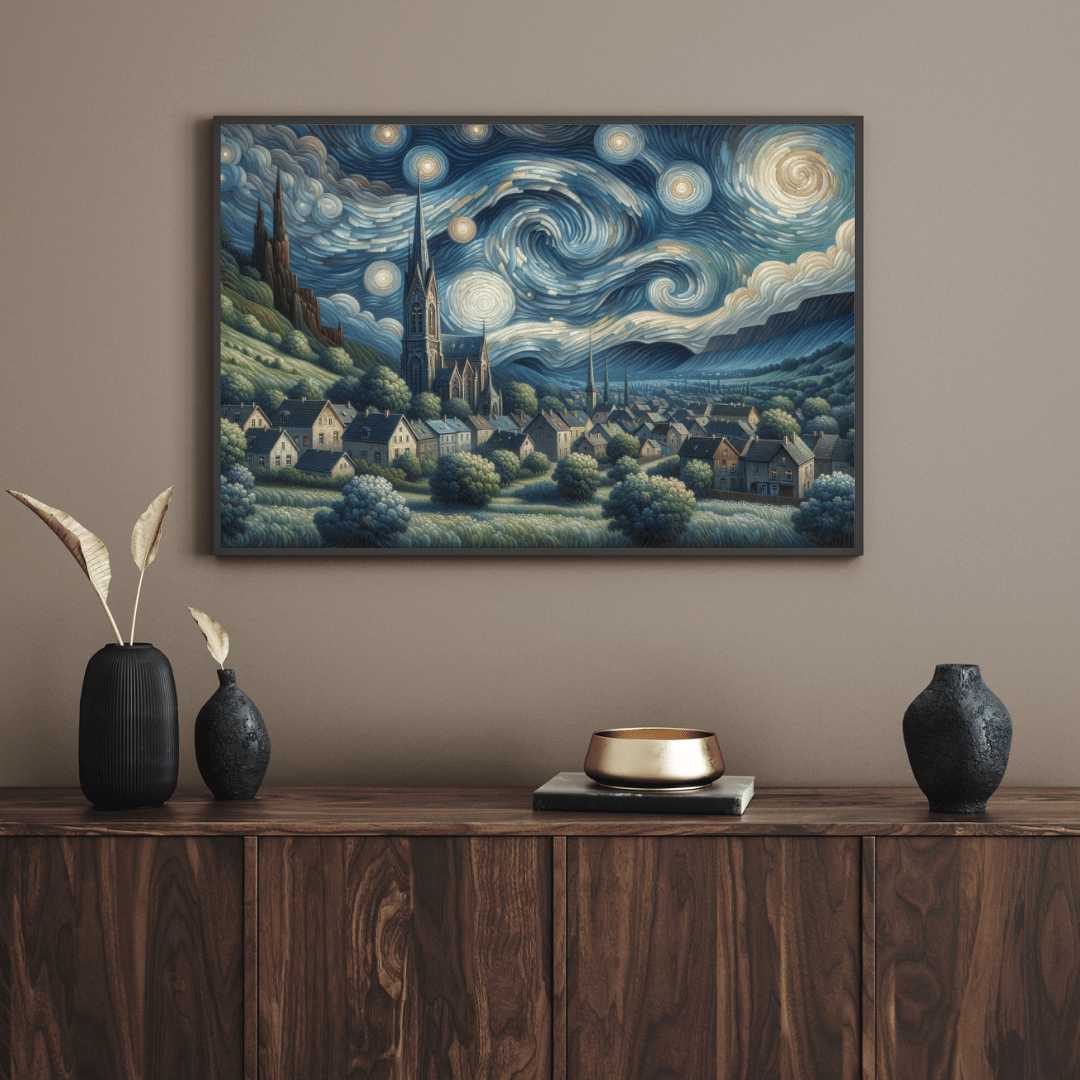 Swirling Night Sky - Landscape Wall Art - Aestheticanvas