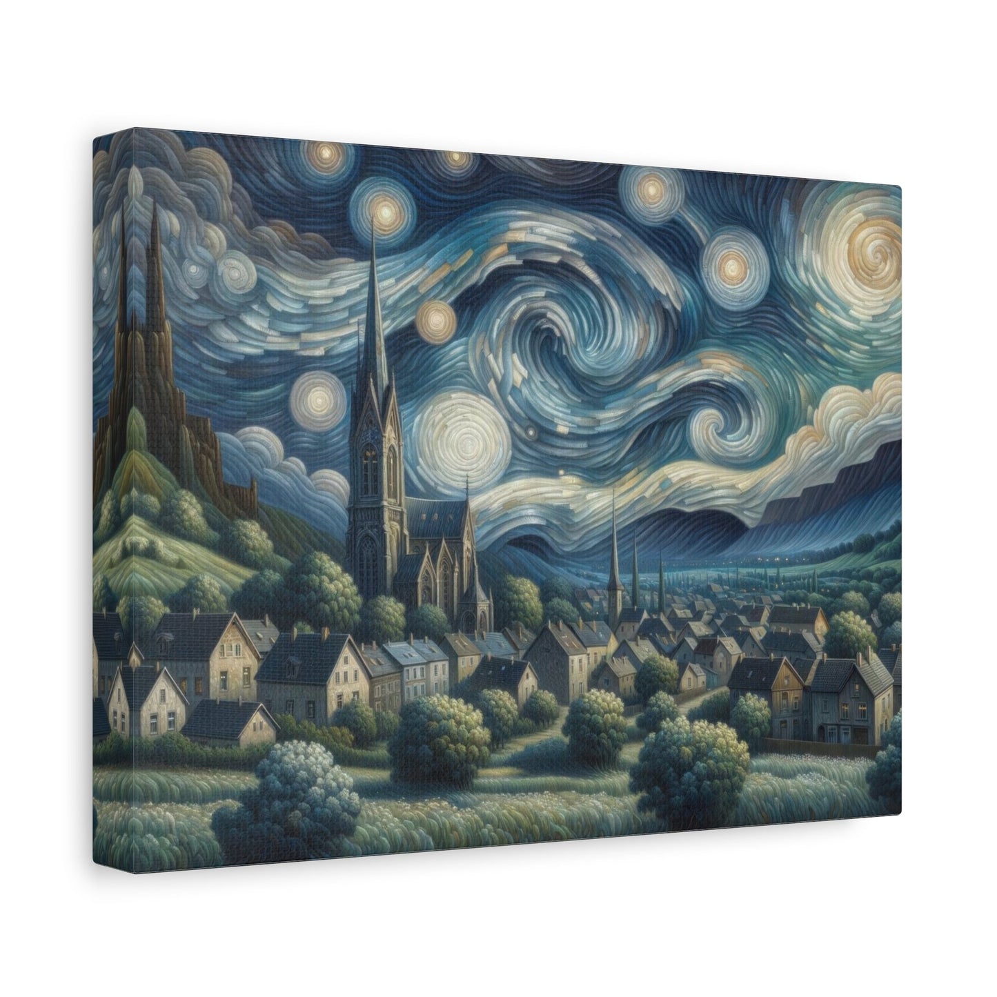 Swirling Night Sky - Landscape Wall Art - Aestheticanvas