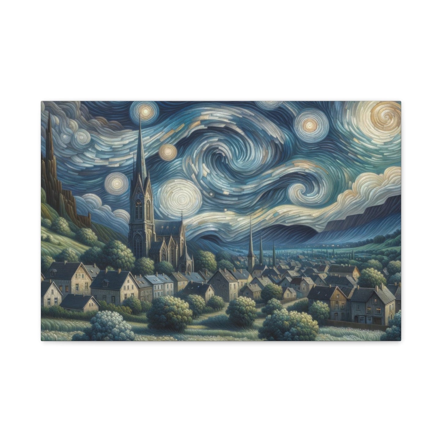 Swirling Night Sky - Landscape Wall Art - Aestheticanvas