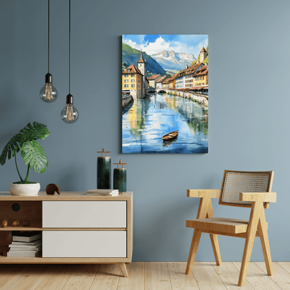 Swiss Village In The Alps - Wall Art - Aestheticanvas