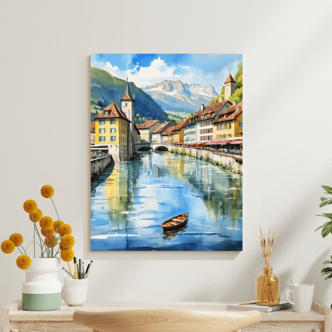 Swiss Village In The Alps - Wall Art - Aestheticanvas