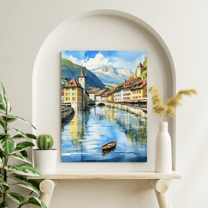 Swiss Village In The Alps - Wall Art - Aestheticanvas