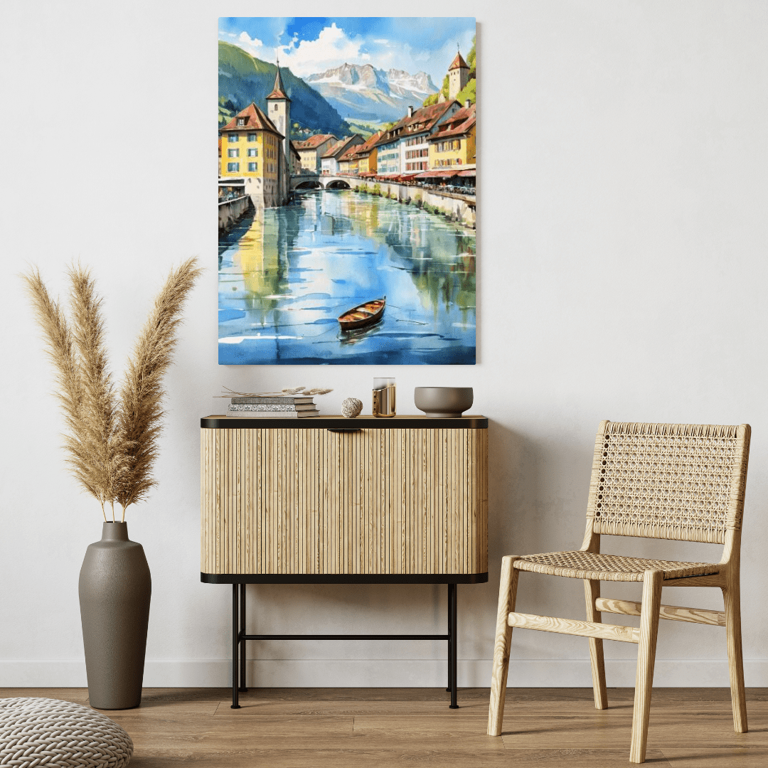 Swiss Village In The Alps - Wall Art - Aestheticanvas