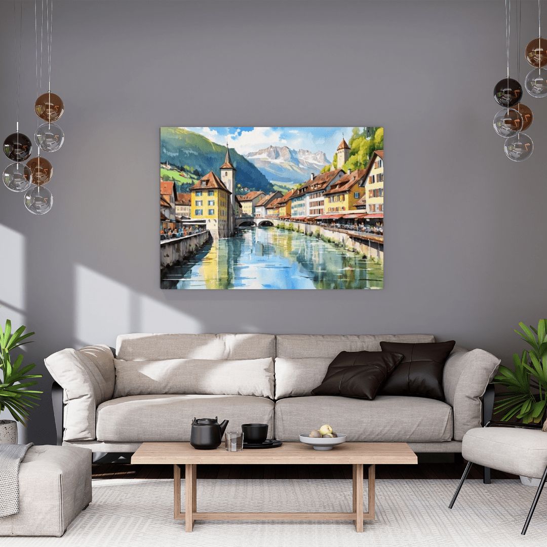 Swiss Village In The Alps - Wall Art - Aestheticanvas