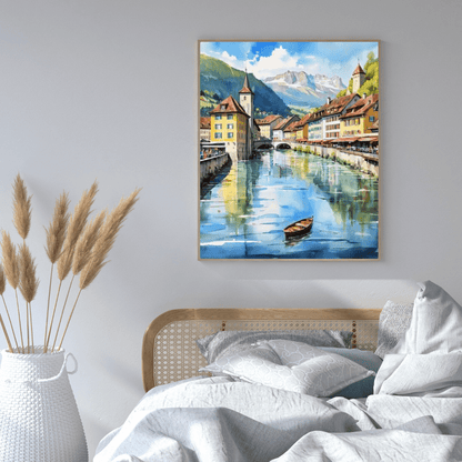 Swiss Village In The Alps - Wall Art - Aestheticanvas