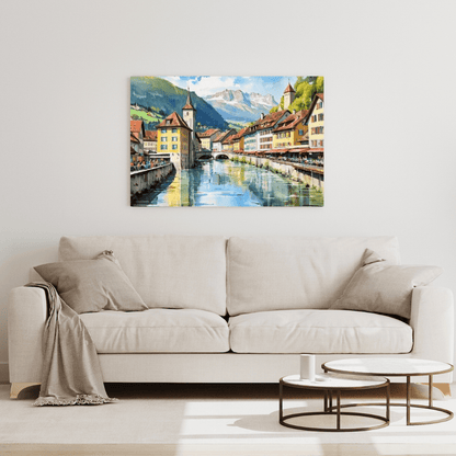 Swiss Village In The Alps - Wall Art - Aestheticanvas