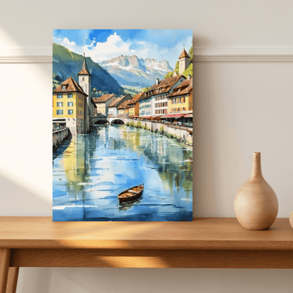 Swiss Village In The Alps - Wall Art - Aestheticanvas