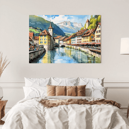 Swiss Village In The Alps - Wall Art - Aestheticanvas