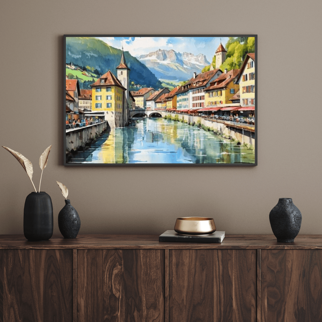 Swiss Village In The Alps - Wall Art - Aestheticanvas