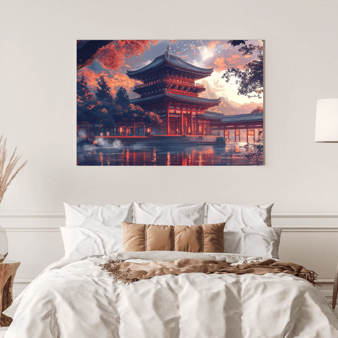 Temple Reflections – Japanese Pagoda Wall Art - Aestheticanvas