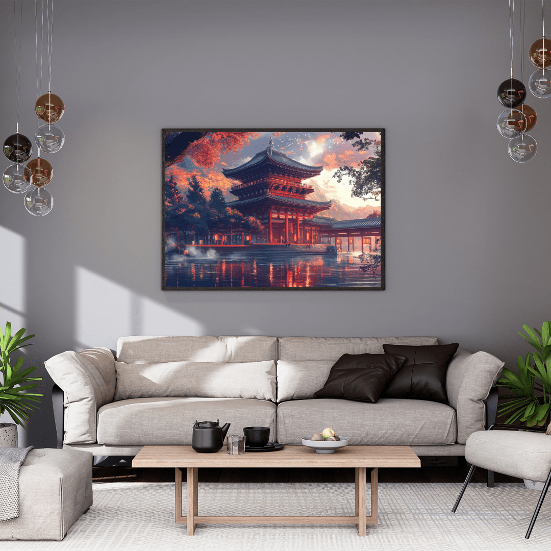 Temple Reflections – Japanese Pagoda Wall Art - Aestheticanvas