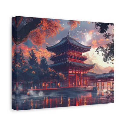 Temple Reflections – Japanese Pagoda Wall Art - Aestheticanvas